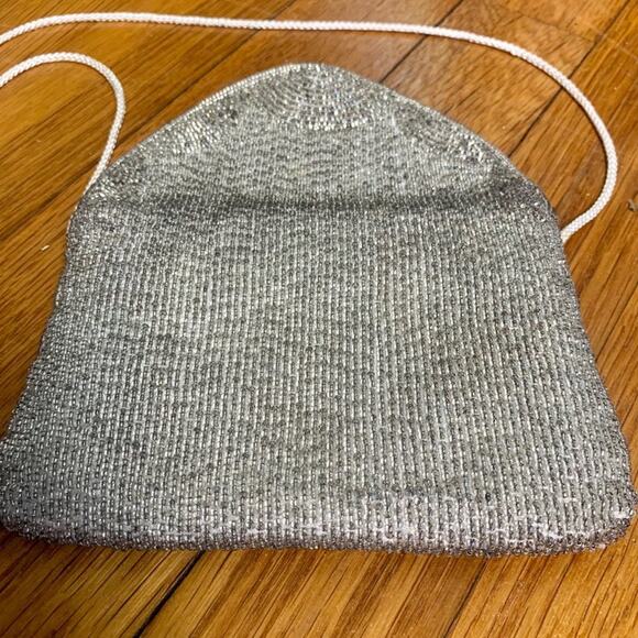 Vintage Andre Cellini Silver Beaded purse with Satin Rope Strap - Picture 8 of 16